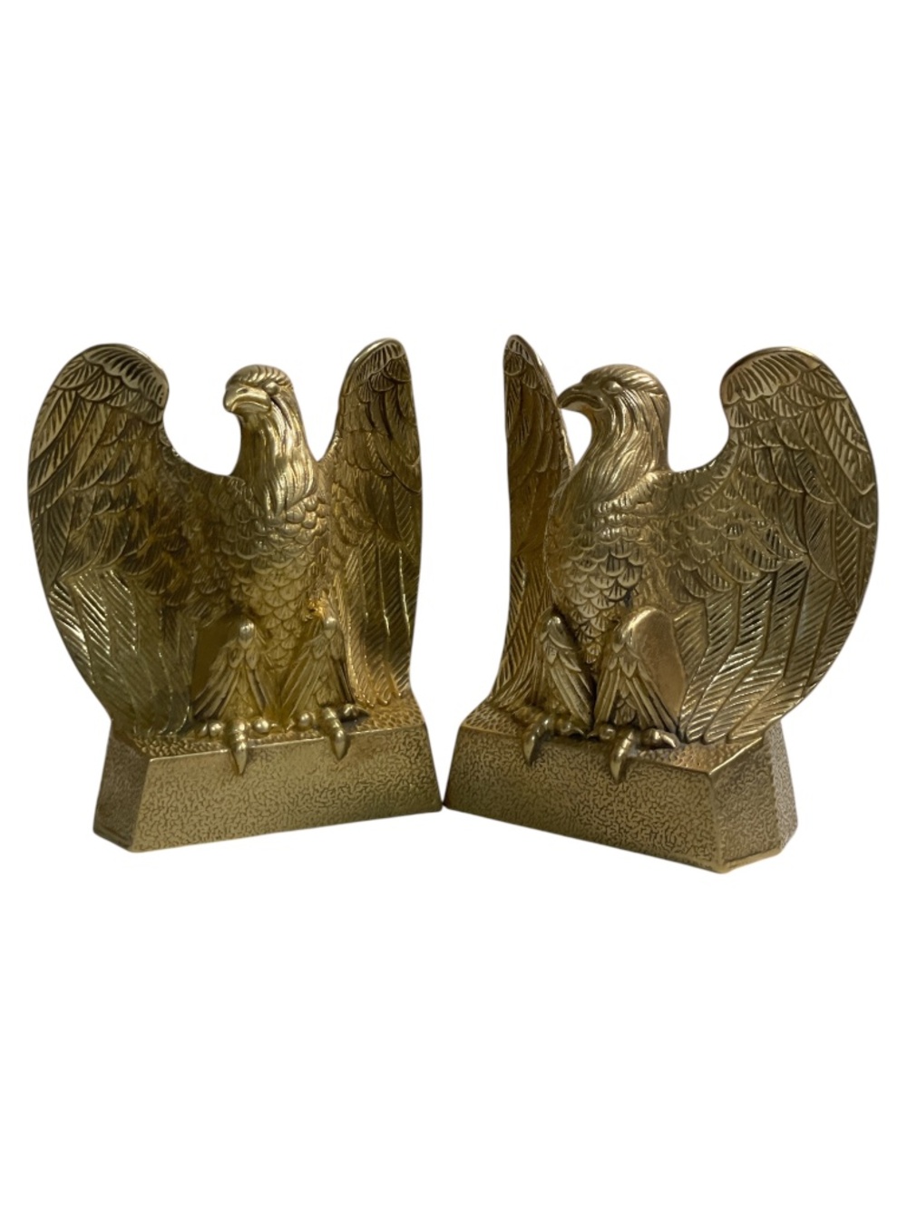VTG Mid-Century Brass American Bald Eagle Bookends VGC